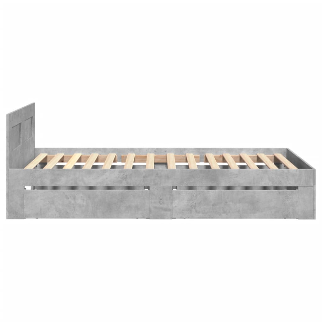 vidaXL Bed Frame with Headboard without Mattress Concrete Grey 90x200 cm