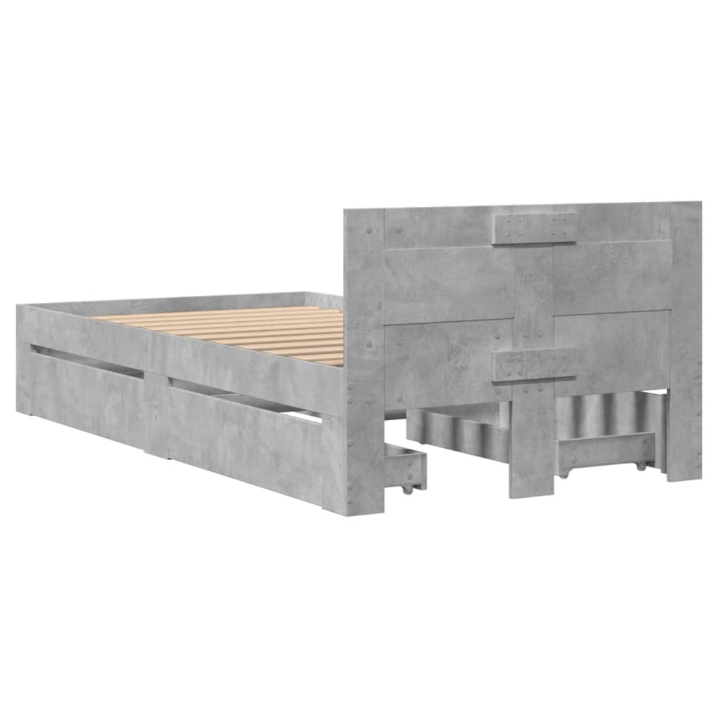 vidaXL Bed Frame with Headboard without Mattress Concrete Grey 90x200 cm