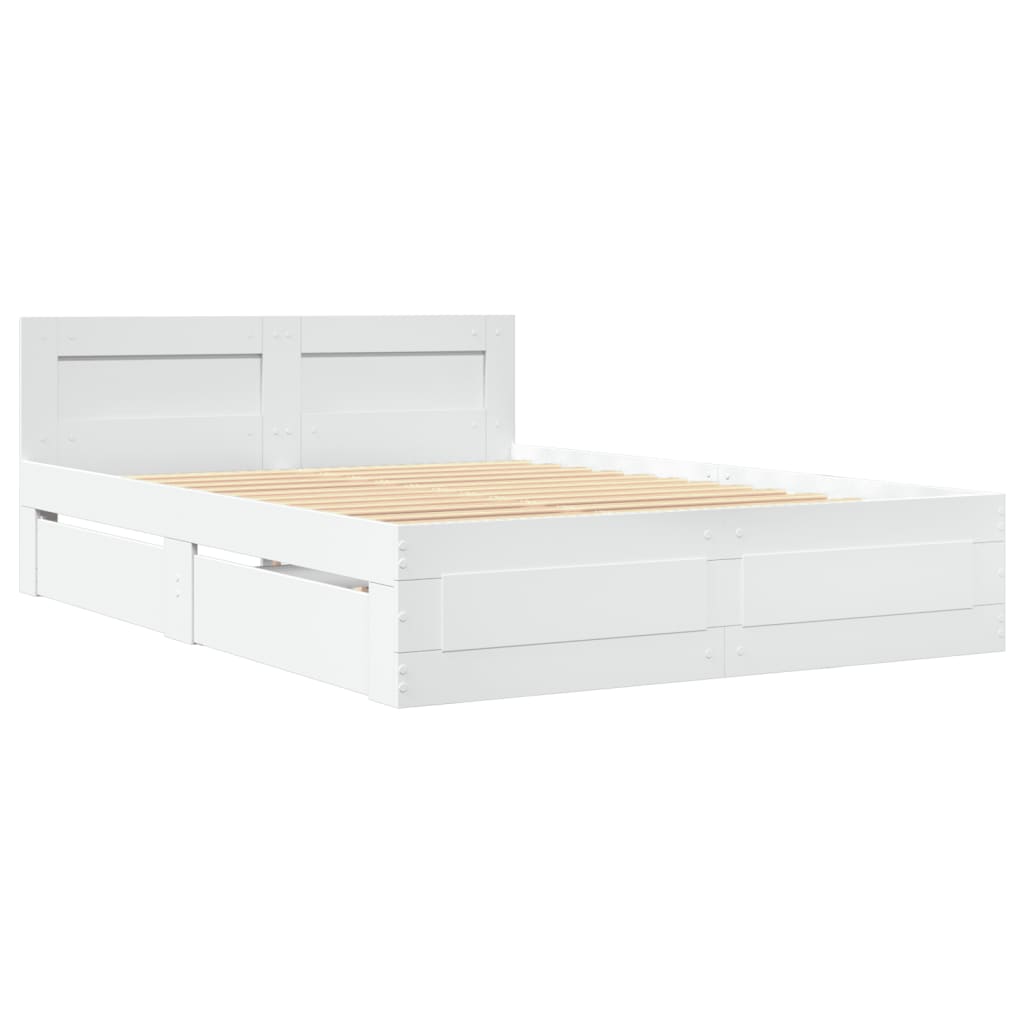 vidaXL Bed Frame with Headboard without Mattress White 120x190 cm Small Double