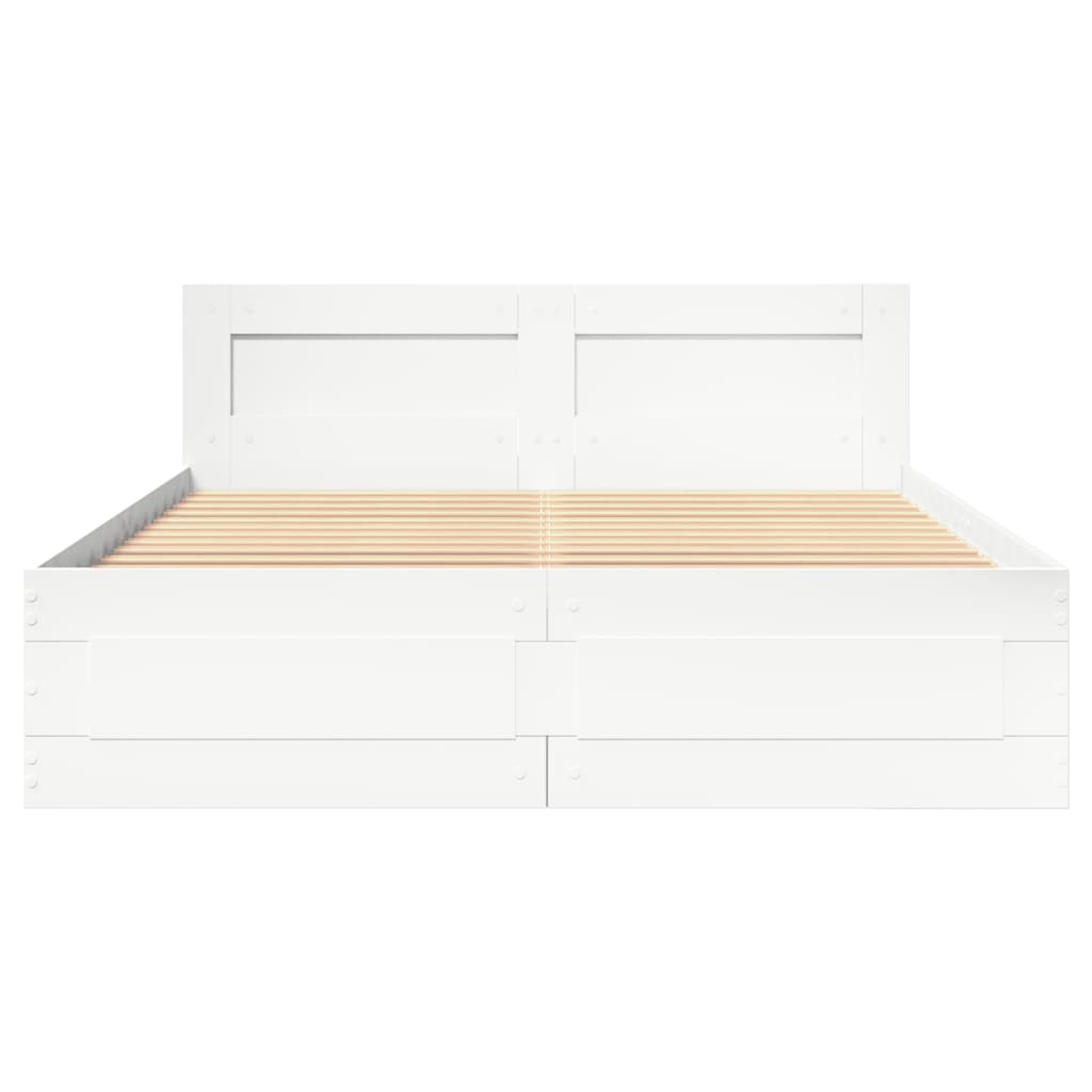 vidaXL Bed Frame with Headboard without Mattress White 120x190 cm Small Double