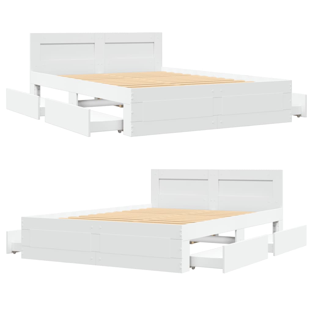 vidaXL Bed Frame with Headboard without Mattress White 120x190 cm Small Double