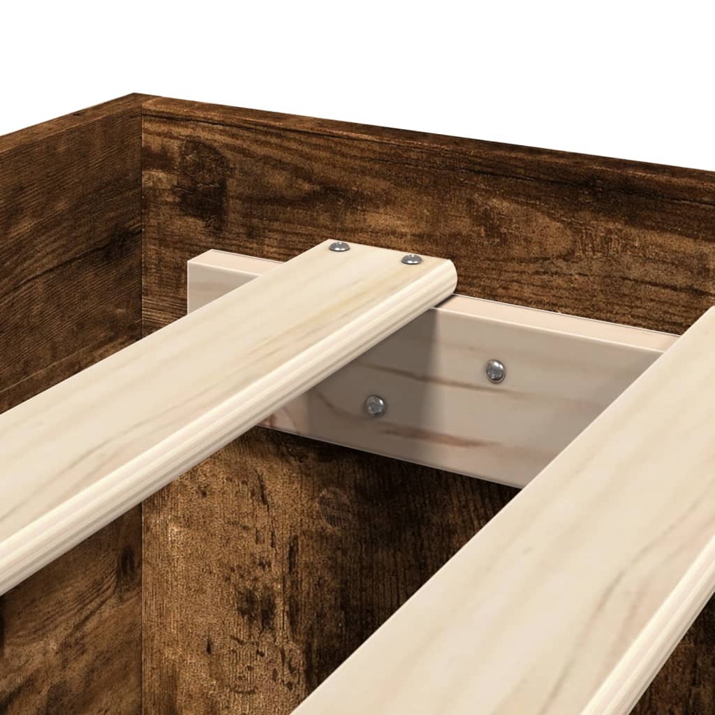 Bed Frame with Headboard without Mattress Smoked Oak 120x190 cm Small Double