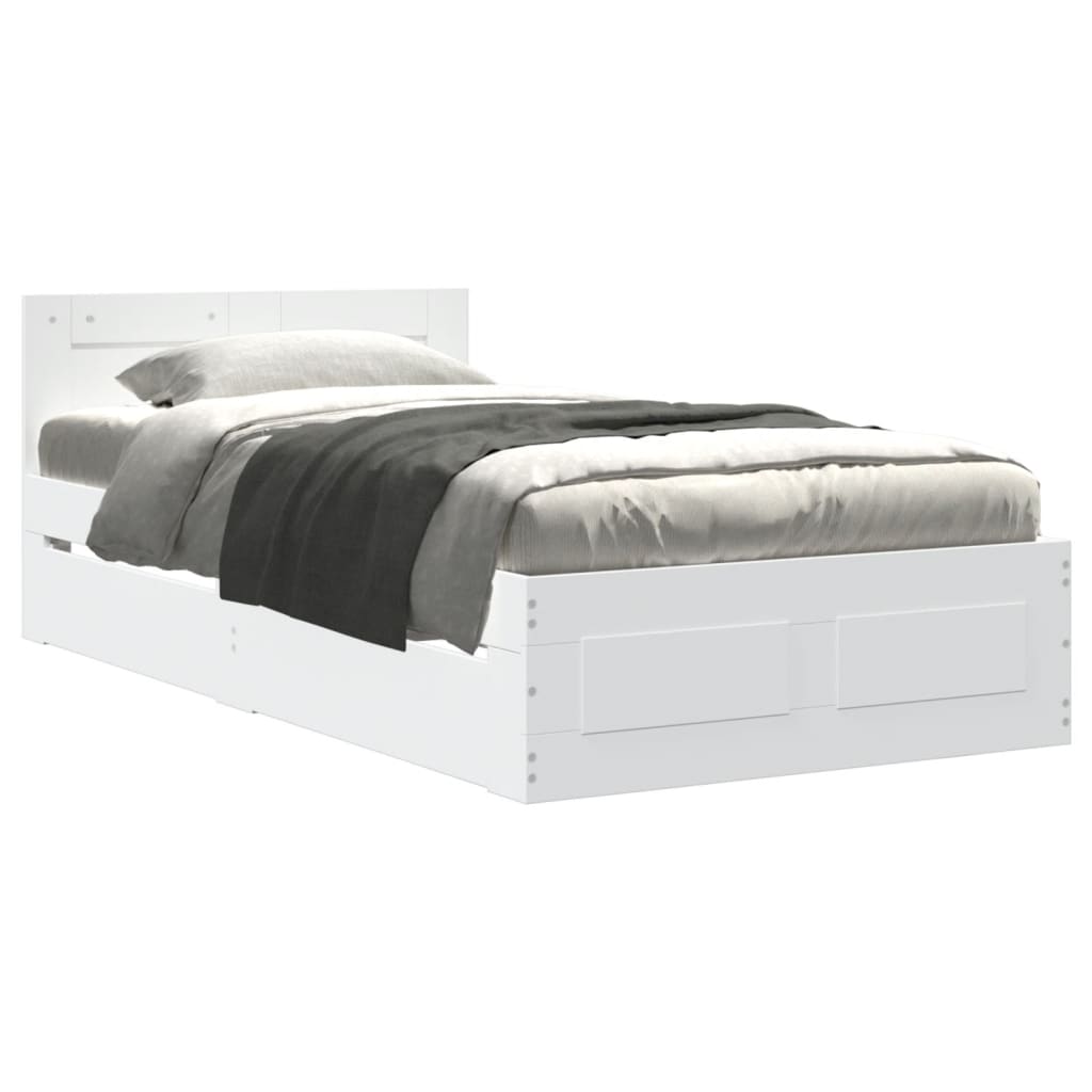 Bed Frame with Headboard without Mattress White 75x190 cm Small Single