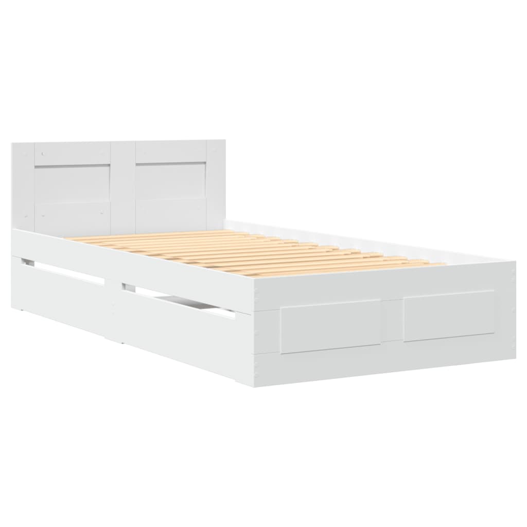 Bed Frame with Headboard without Mattress White 75x190 cm Small Single