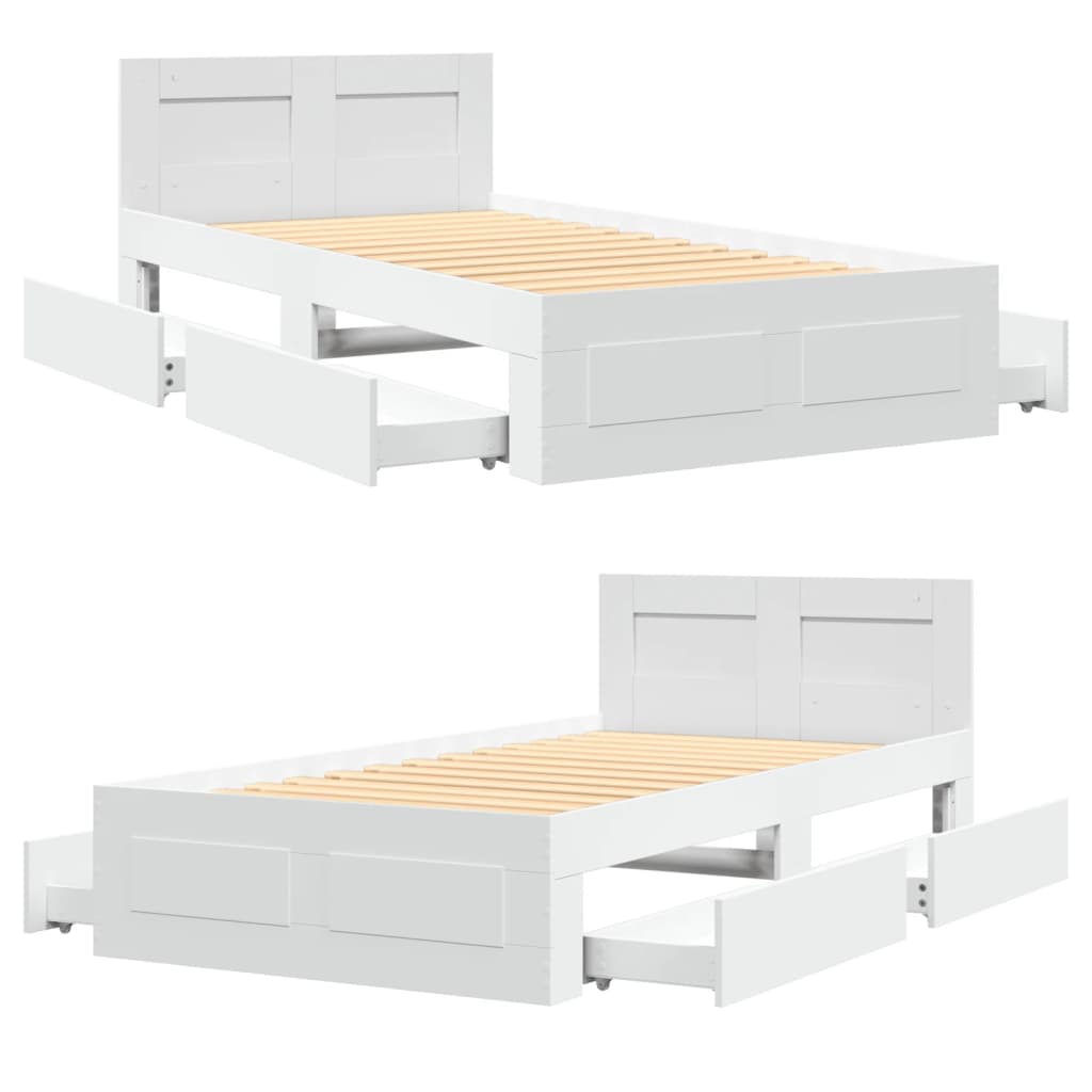 Bed Frame with Headboard without Mattress White 75x190 cm Small Single