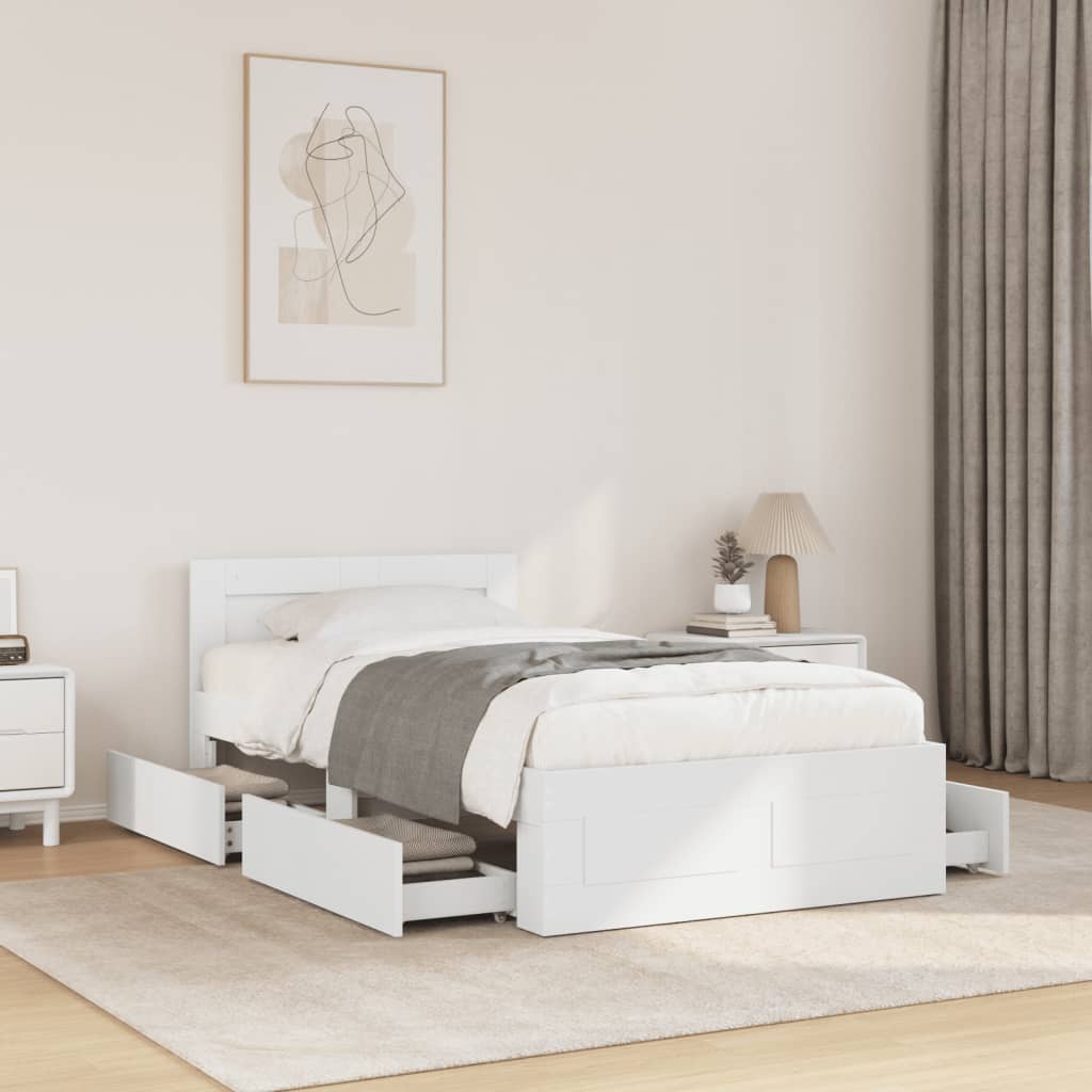 Bed Frame with Headboard without Mattress White 75x190 cm Small Single
