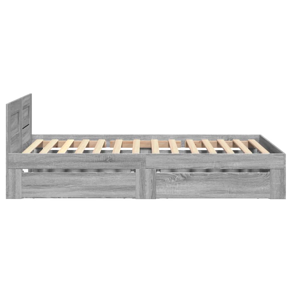 Bed Frame with Headboard without Mattress Grey Sonoma 75x190 cm Small Single