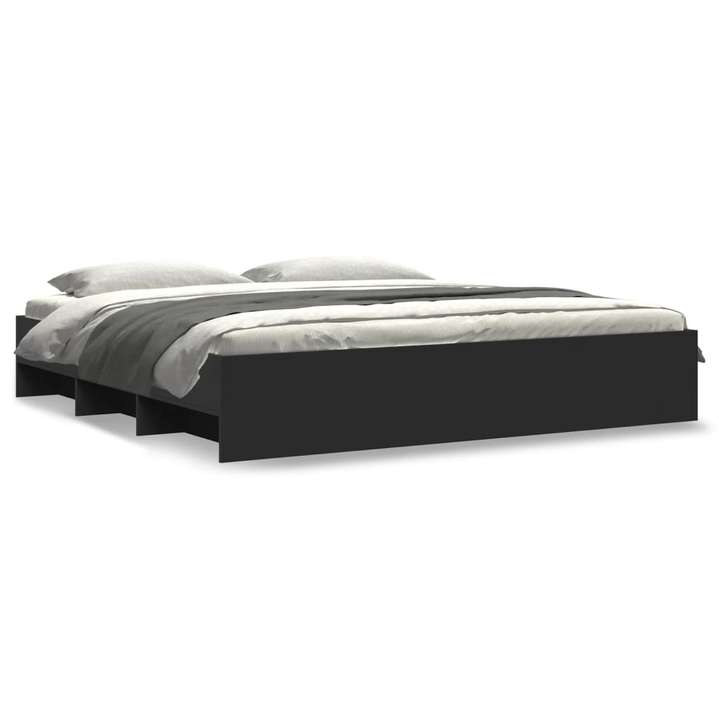 Bed Frame without Mattress Black 200x200 cm Engineered Wood