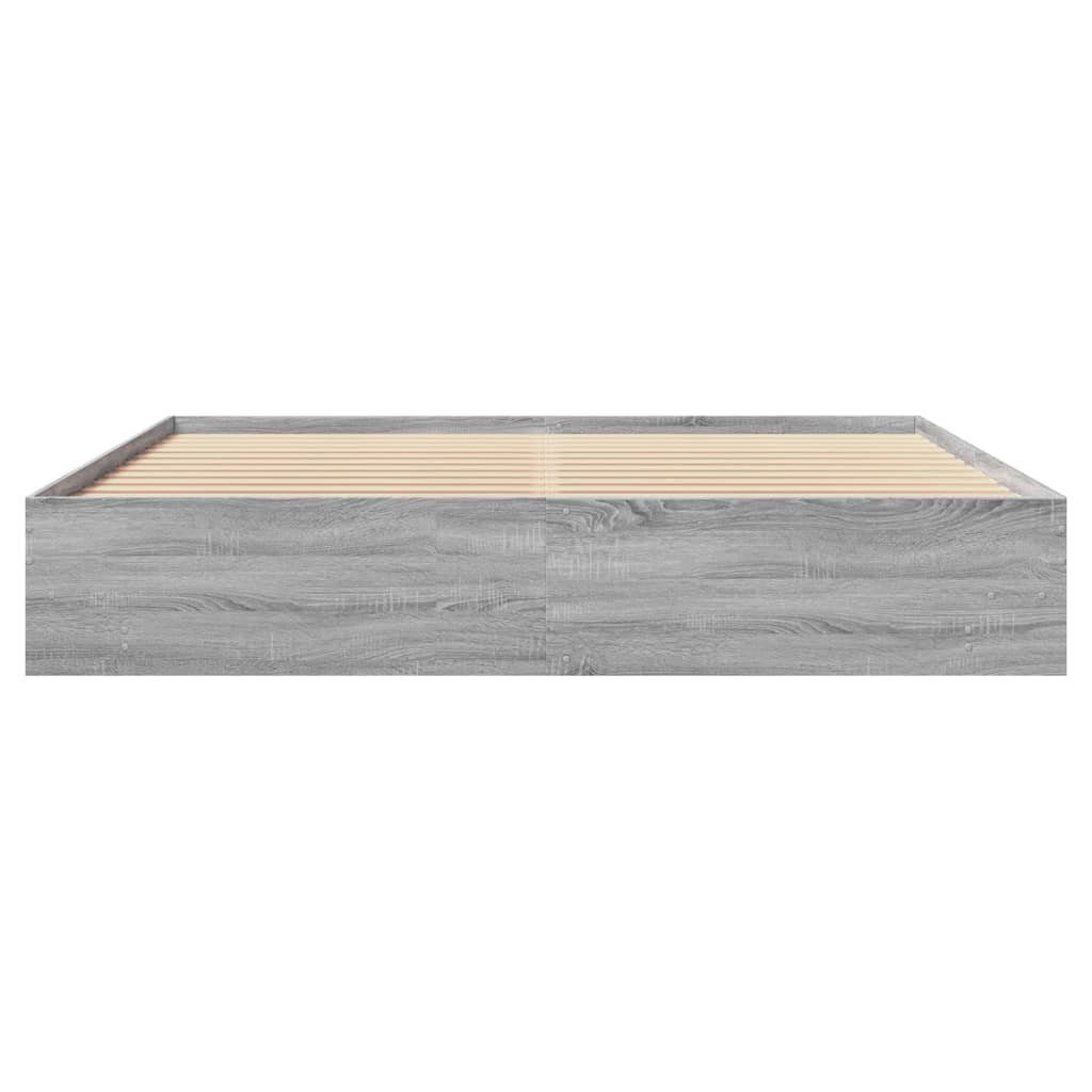 Bed Frame | Grey sonoma | Engineered wood, Plywood slats | Double