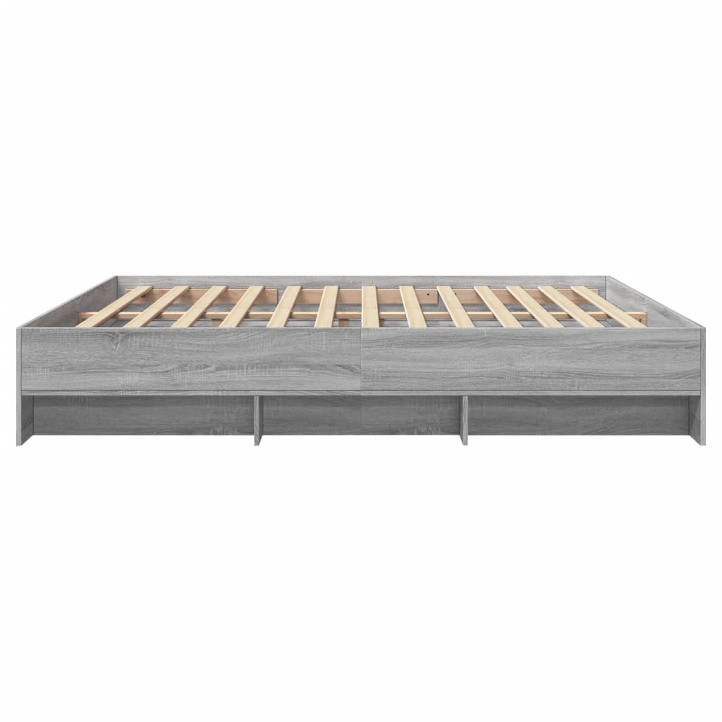 Bed Frame | Grey sonoma | Engineered wood, Plywood slats | Double