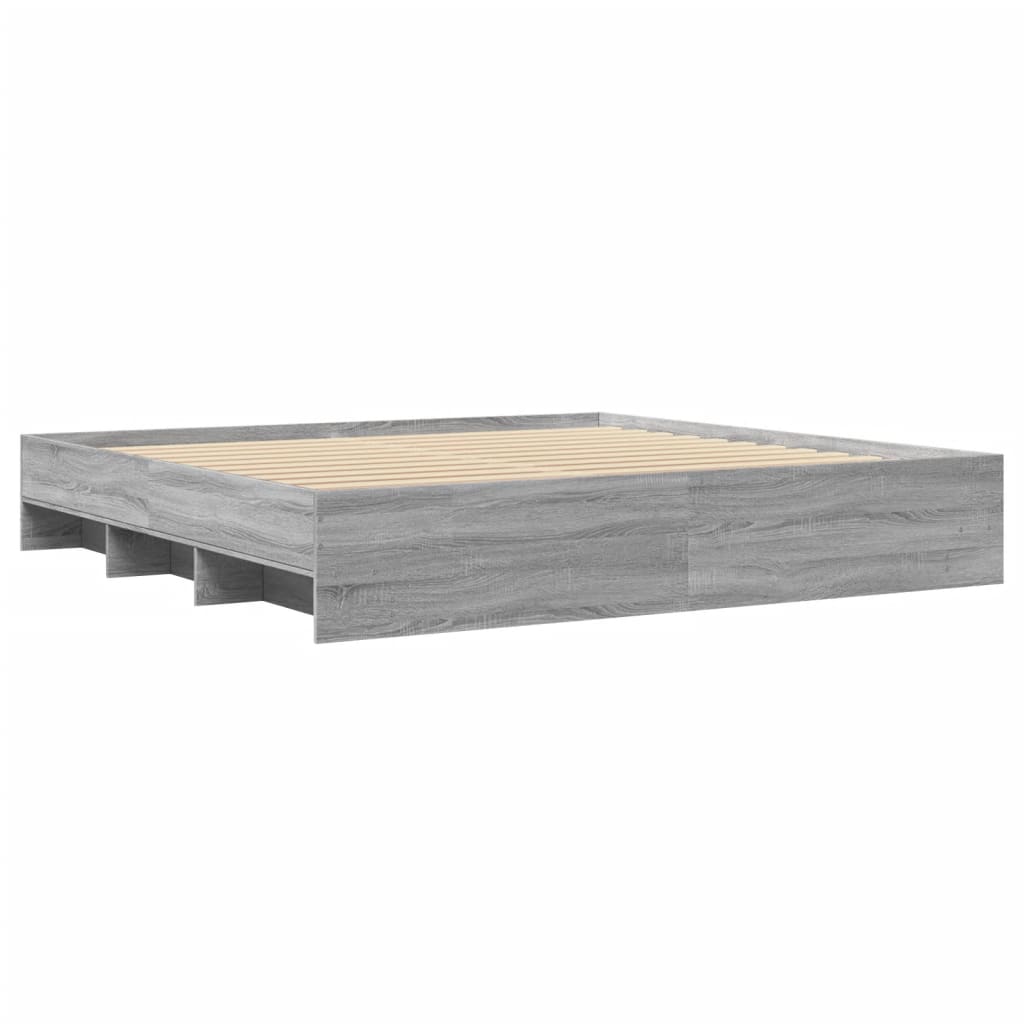 Bed Frame | Grey sonoma | Engineered wood, Plywood slats | Double