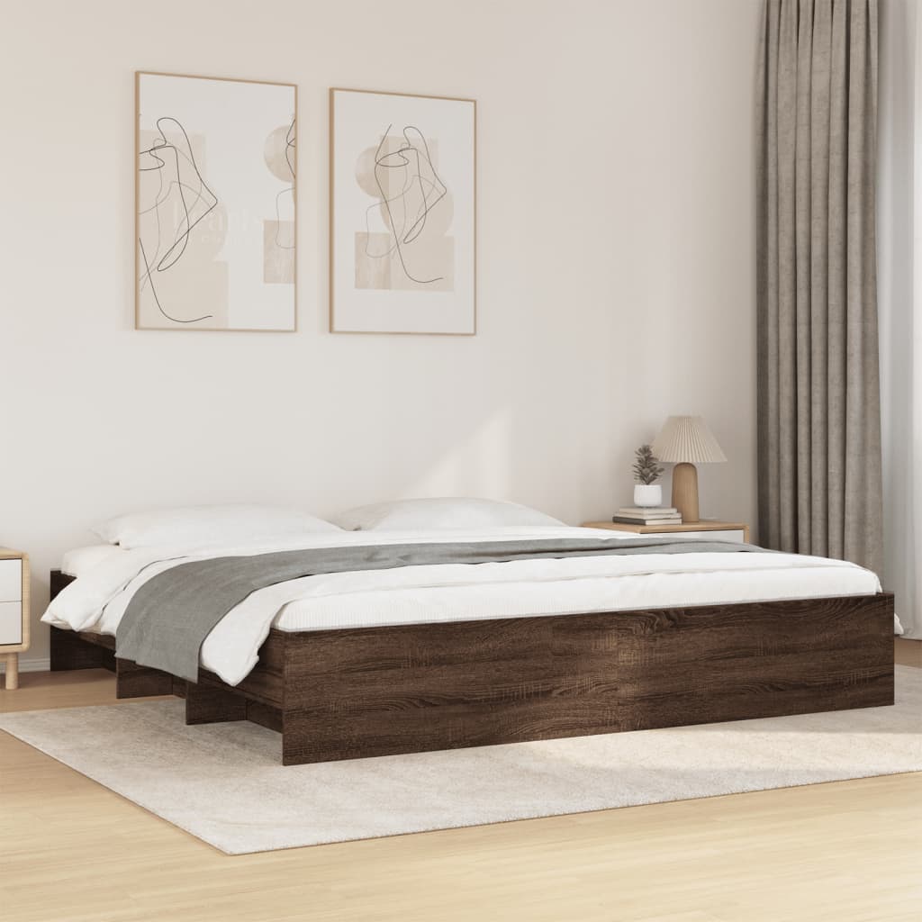 Bed Frame | Brown Oak | Engineered wood | Double | Bed Frame