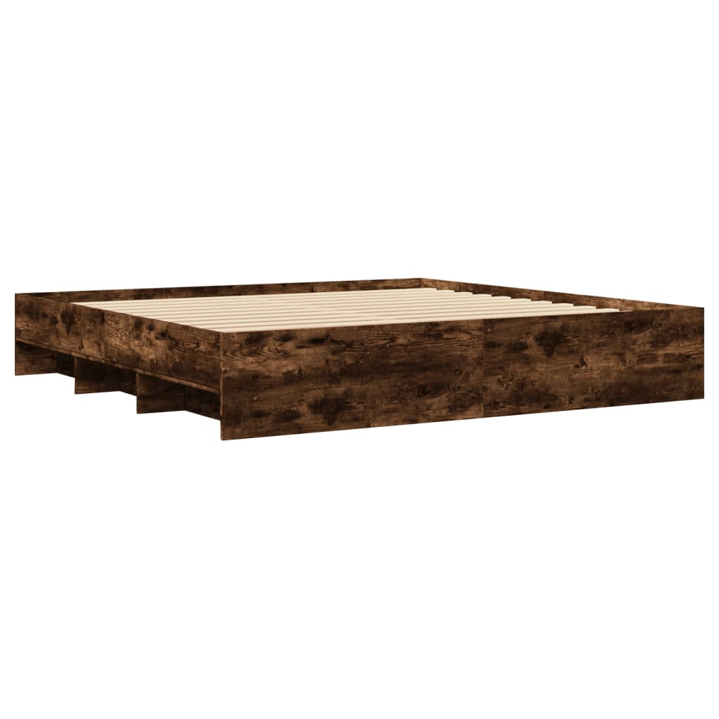 Bed Frame without Mattress Smoked Oak 180x200 cm Super King Engineered Wood
