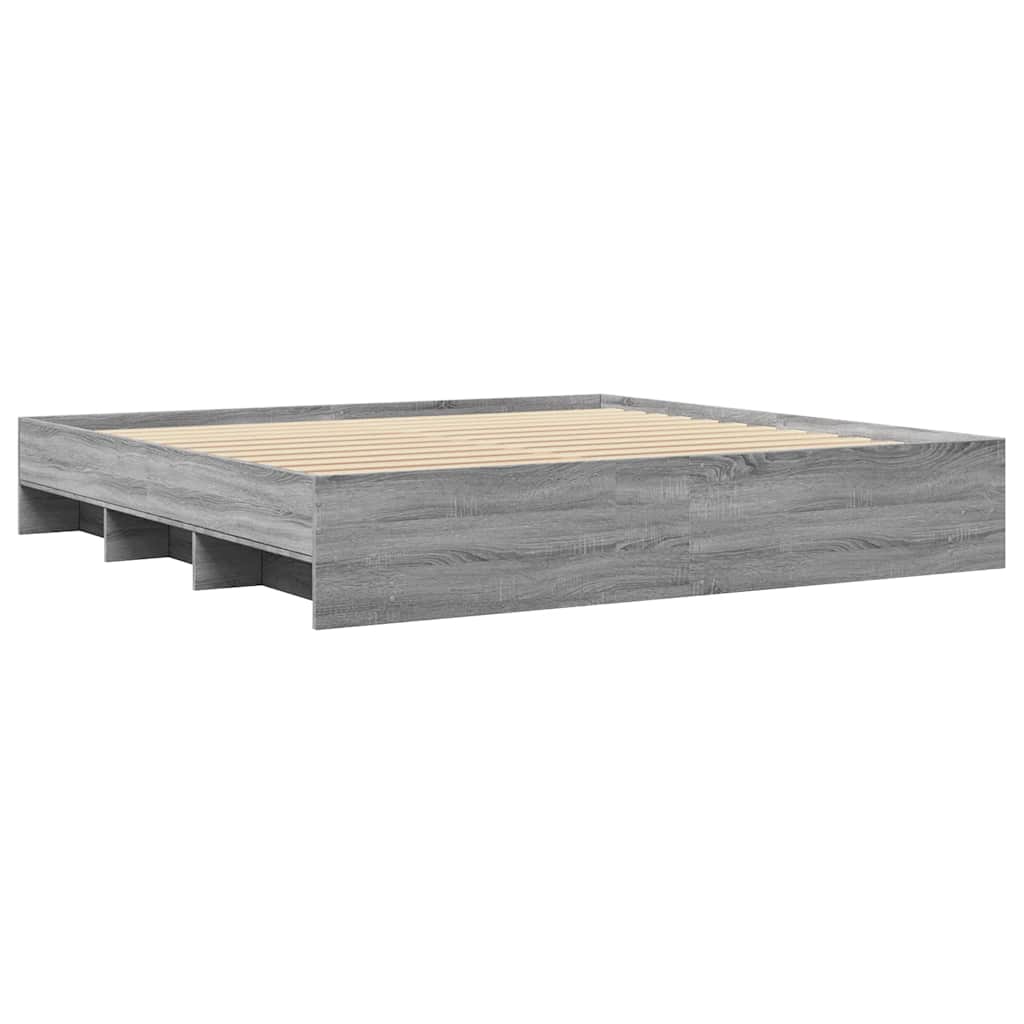 Bed Frame without Mattress Grey Sonoma 180x200 cm Super King Engineered Wood