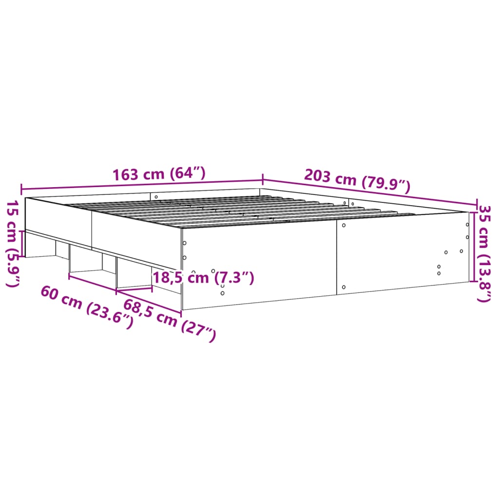 Bed Frame without Mattress White 160x200 cm Engineered Wood