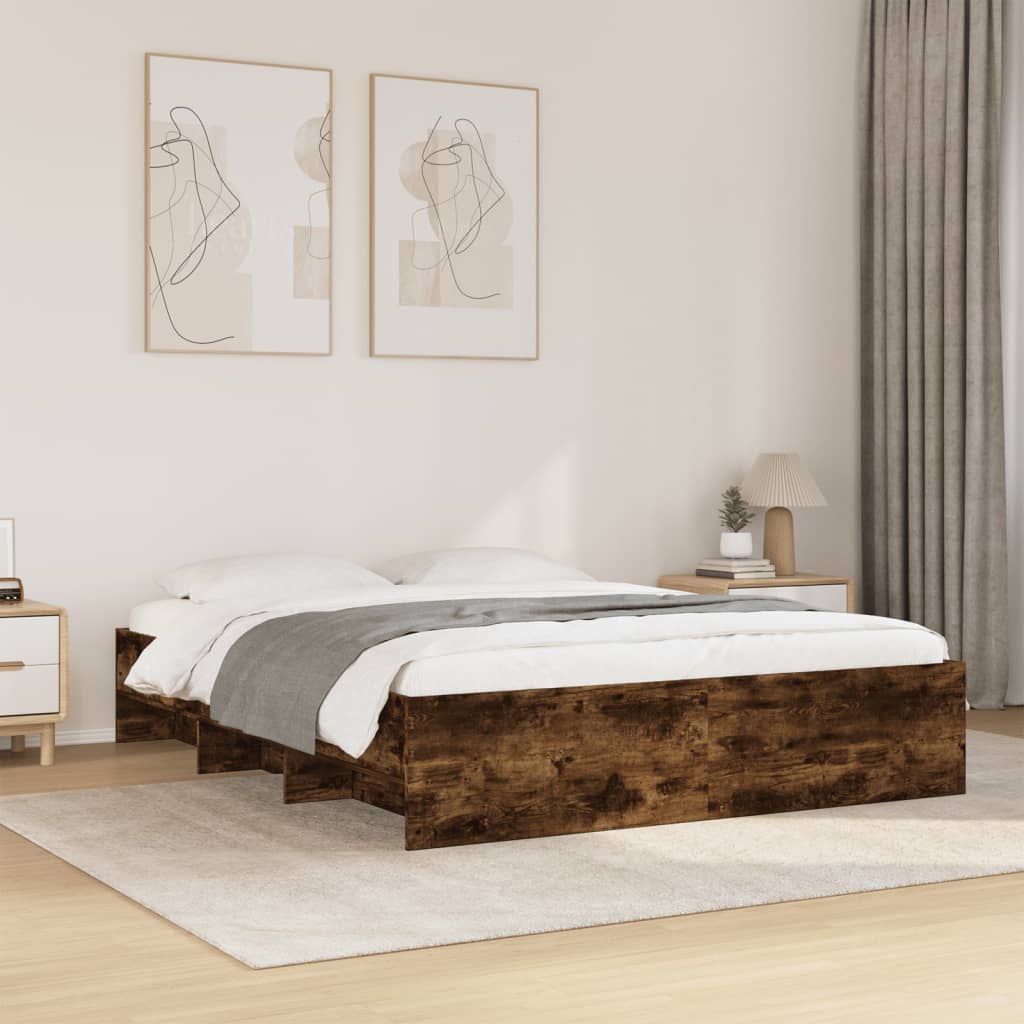 Bed Frame | Smoked Oak | Engineered wood | 160x200 cm | Bed Frame
