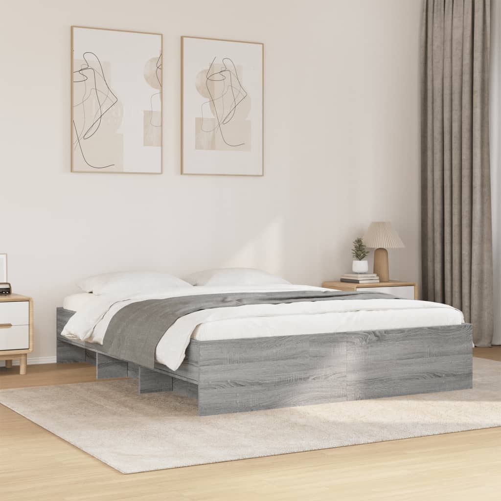 Bed Frame | Grey Sonoma | Engineered wood, Plywood | Double | Bed Frame