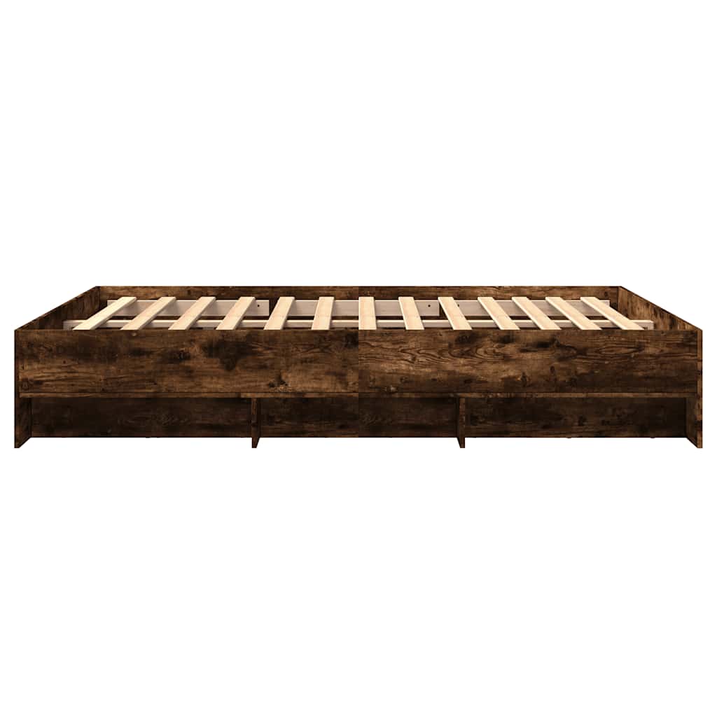 Bed Frame without Mattress Smoked Oak 150x200 cm King Size Engineered Wood