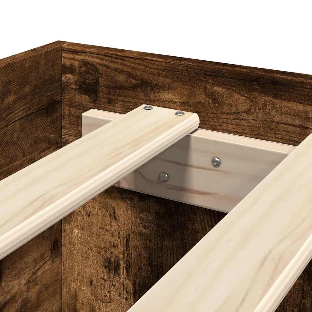 Bed Frame without Mattress Smoked Oak 150x200 cm King Size Engineered Wood