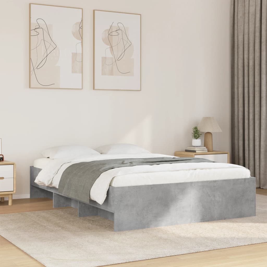 Bed Frame | Concrete grey | Engineered wood frame, plywood slats | Double