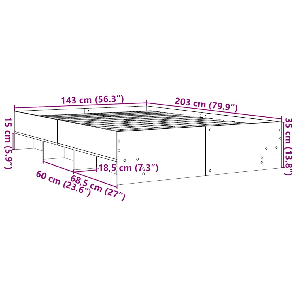 Bed Frame | Grey Sonoma | Engineered Wood, Plywood | AU Double