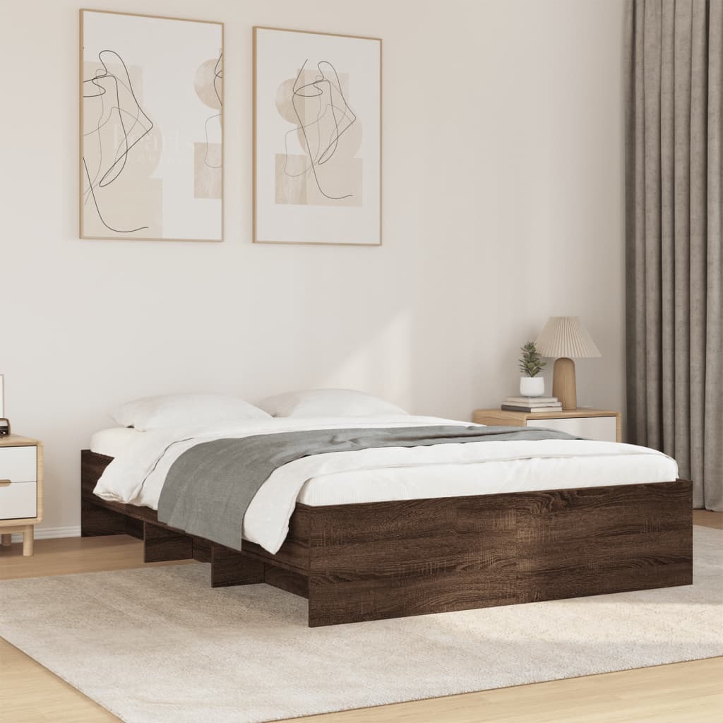 Bed Frame | Brown Oak | Engineered Wood | 140x200 | Bed Frame