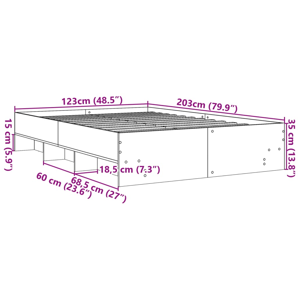 Bed Frame without Mattress Smoked Oak 120x200 cm Engineered Wood