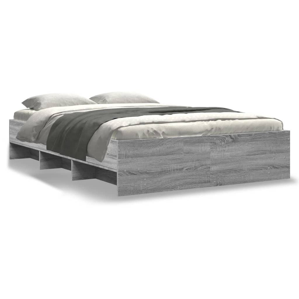 Bed Frame | Grey Sonoma | Engineered wood with plywood slats | Double