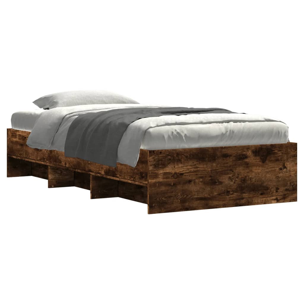 Bed Frame without Mattress Smoked Oak 100x200 cm Engineered Wood