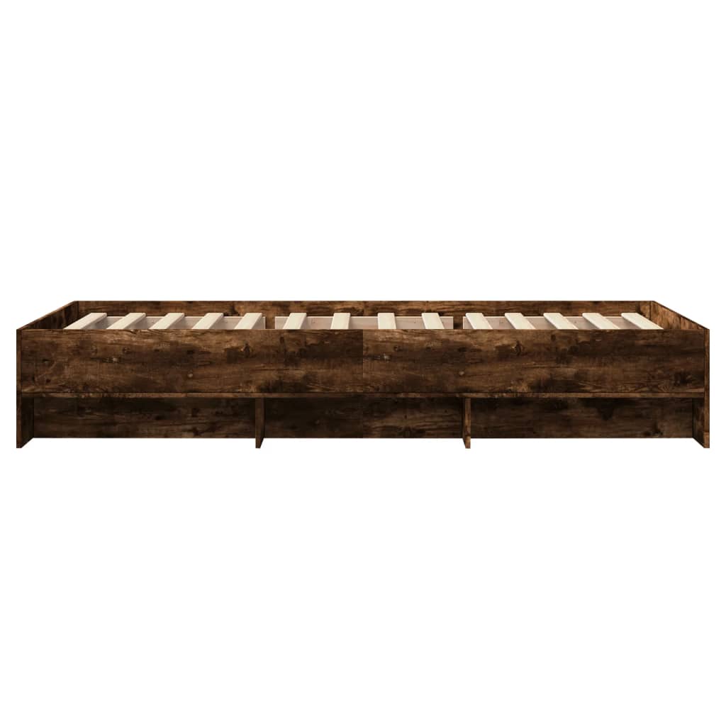 Bed Frame without Mattress Smoked Oak 100x200 cm Engineered Wood