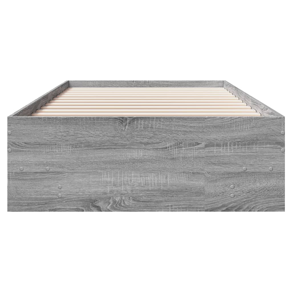 Bed Frame without Mattress Grey Sonoma 100x200 cm Engineered Wood
