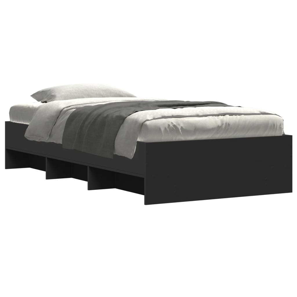 Bed Frame without Mattress Black 90x200 cm Engineered Wood