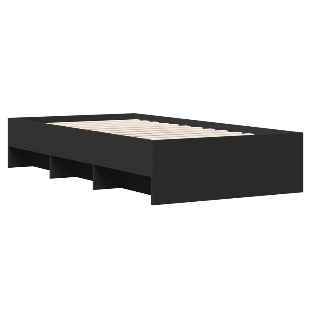 Bed Frame without Mattress Black 90x200 cm Engineered Wood