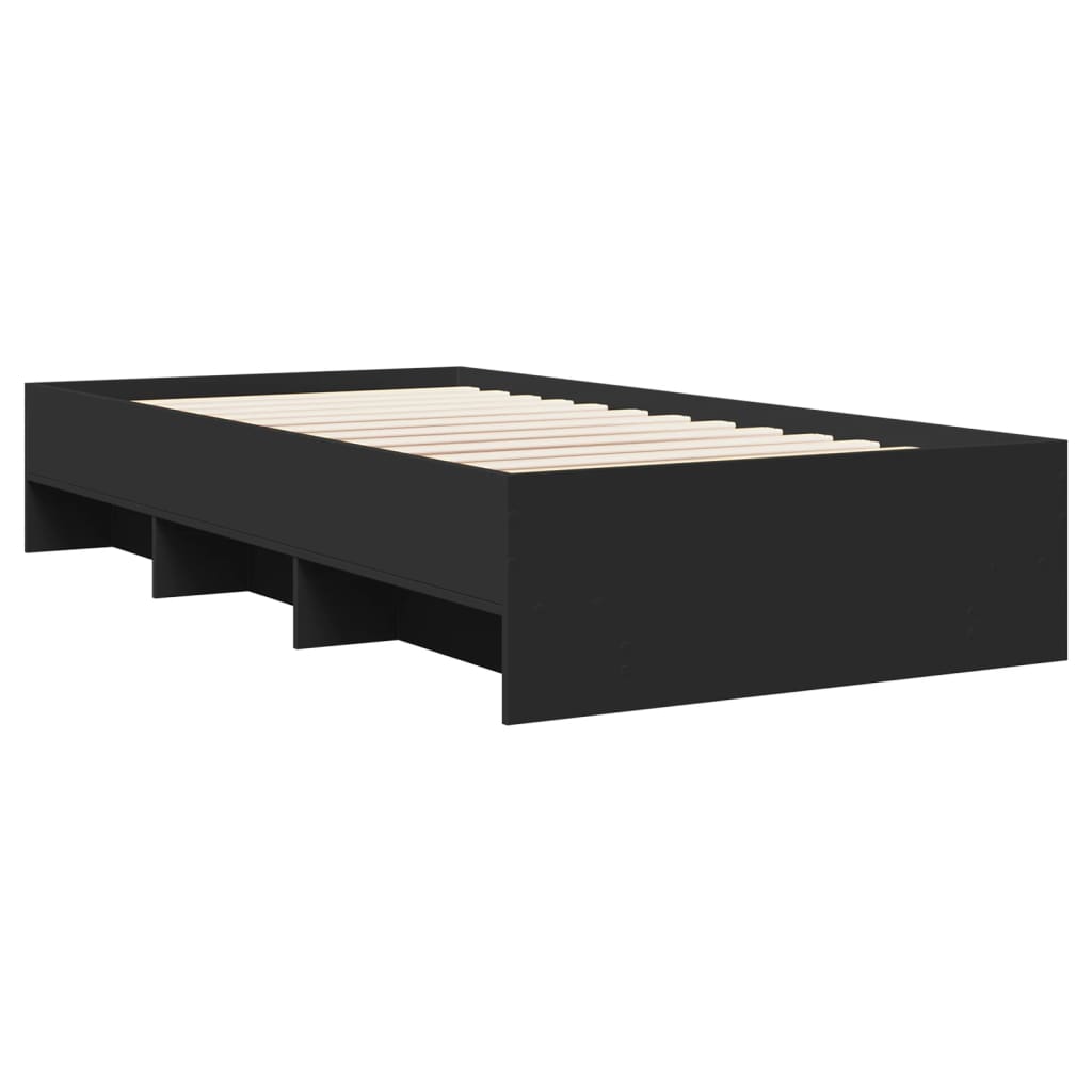 Bed Frame without Mattress Black 90x200 cm Engineered Wood