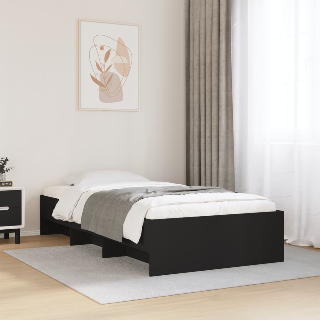 Bed Frame without Mattress Black 90x200 cm Engineered Wood