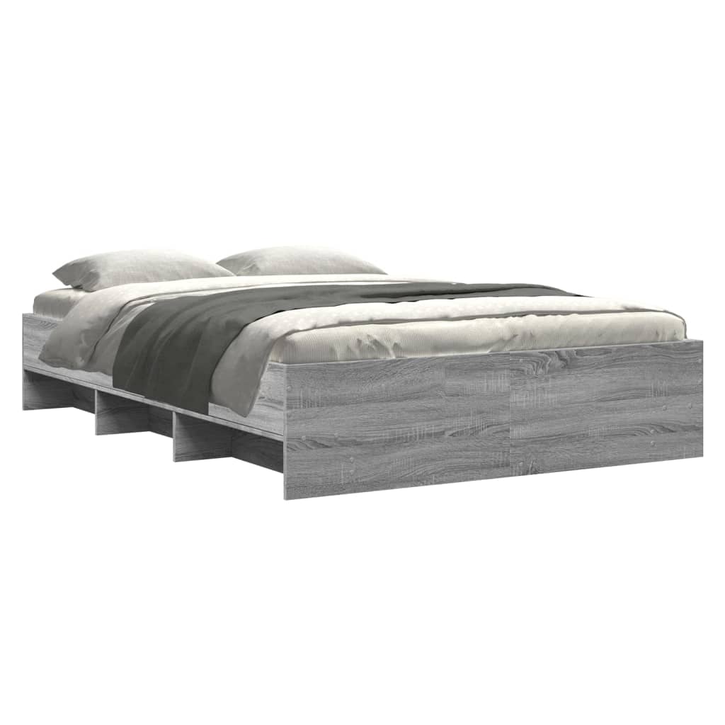 Bed Frame without Mattress Grey Sonoma 140x190 cm Engineered Wood