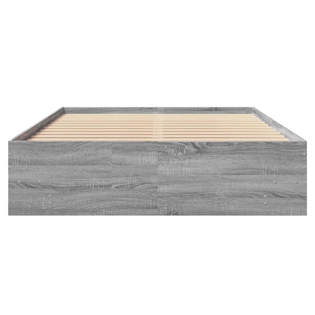 Bed Frame without Mattress Grey Sonoma 140x190 cm Engineered Wood