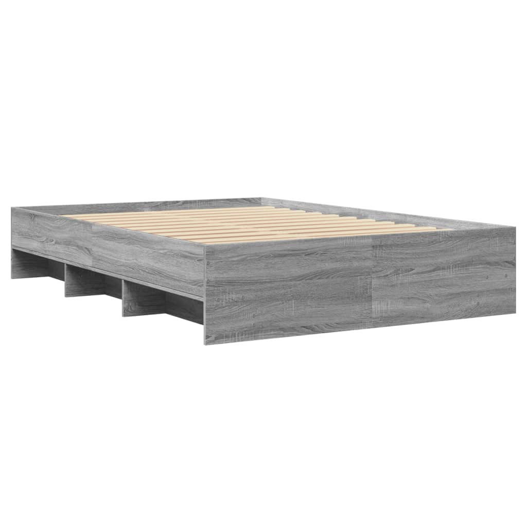 Bed Frame without Mattress Grey Sonoma 140x190 cm Engineered Wood