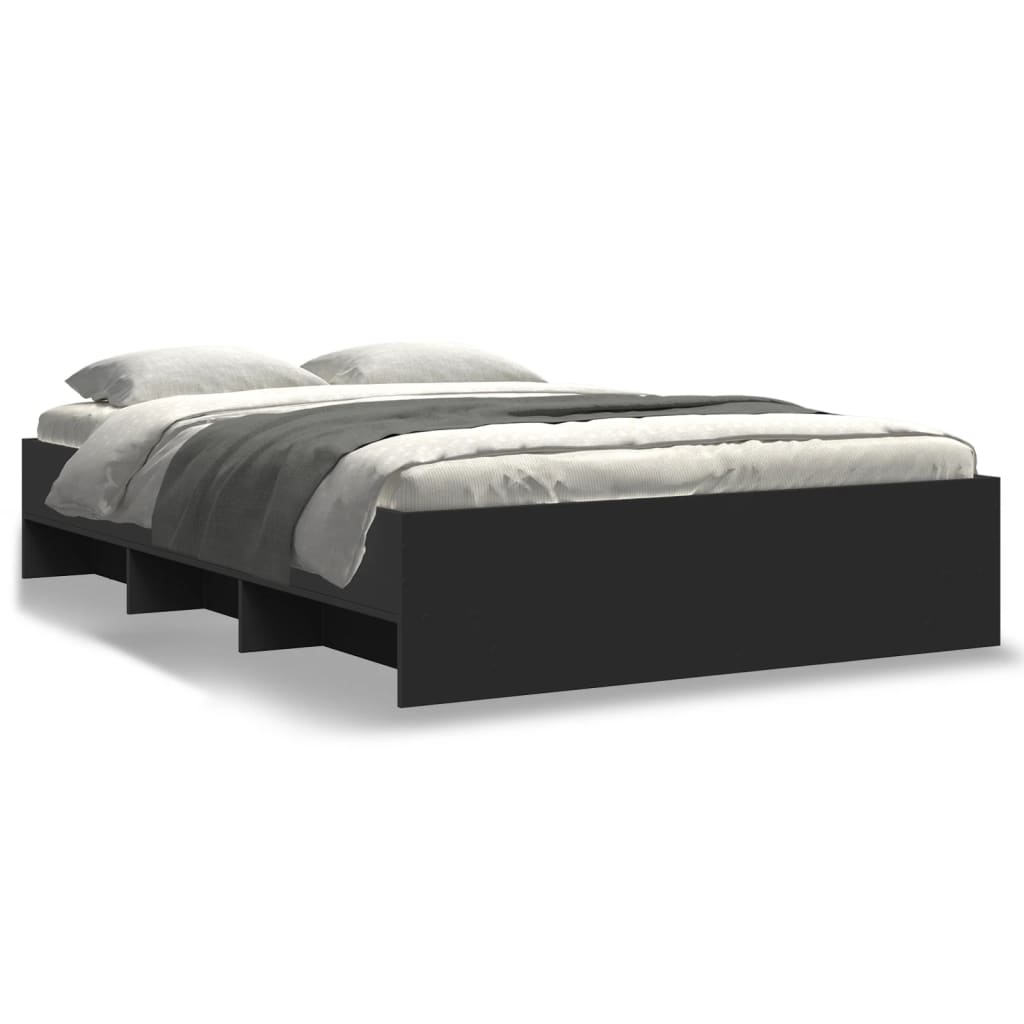 Bed Frame without Mattress Black 135x190 cm Double Engineered Wood