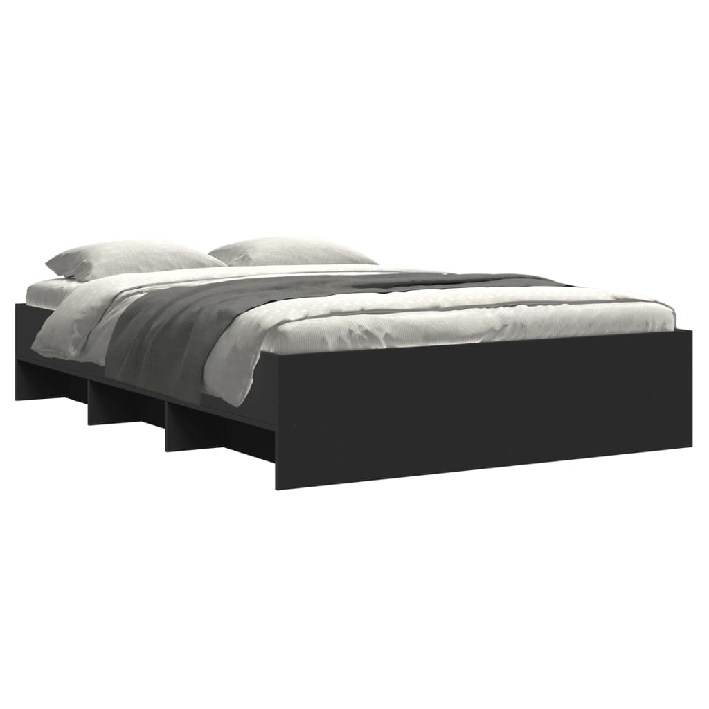 Bed Frame without Mattress Black 135x190 cm Double Engineered Wood