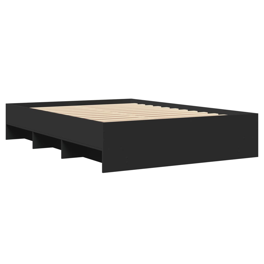 Bed Frame without Mattress Black 135x190 cm Double Engineered Wood