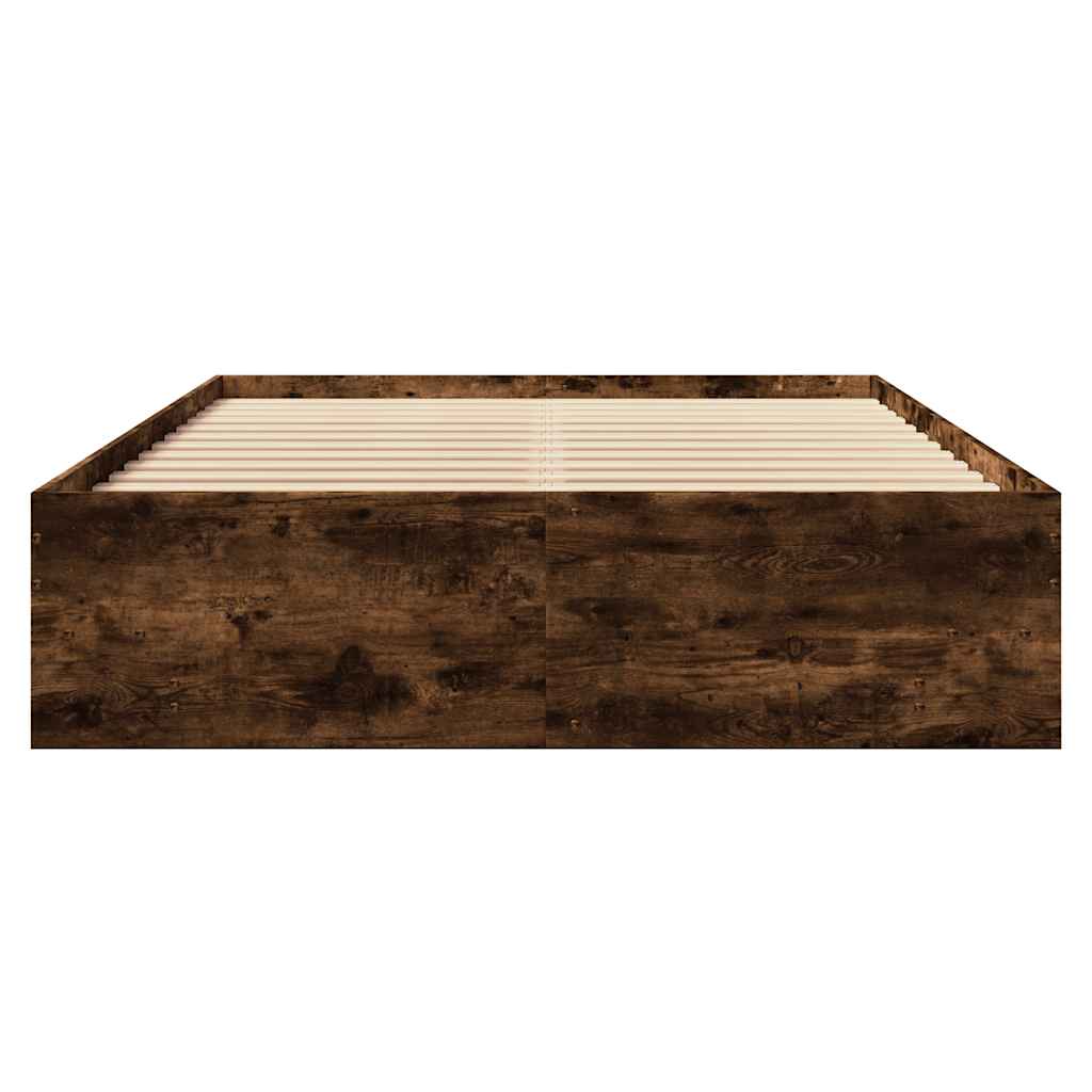 Bed Frame without Mattress Smoked Oak 135x190 cm Double Engineered Wood
