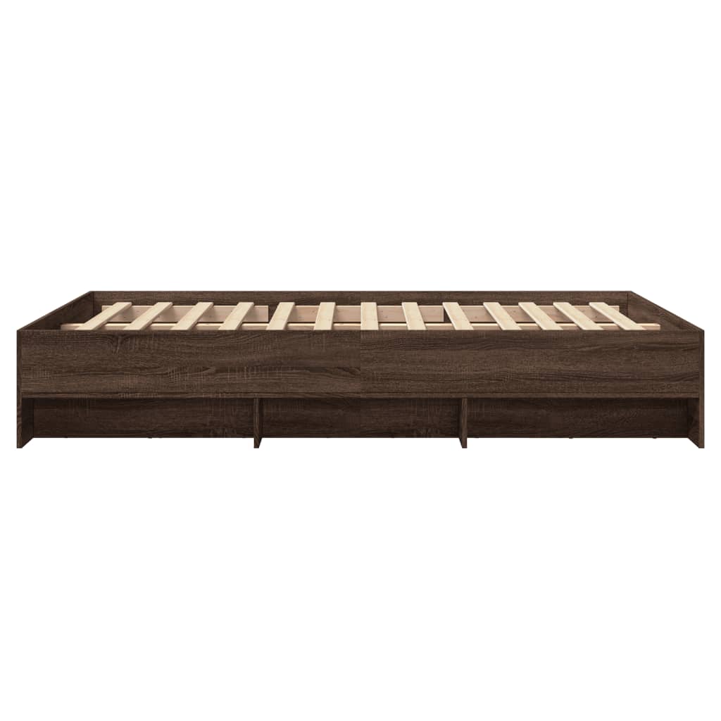 Bed Frame without Mattress Brown Oak 135x190 cm Double Engineered Wood