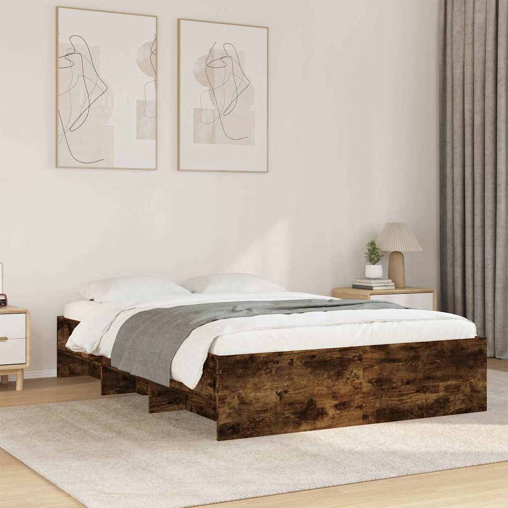Bed Frame | Smoked Oak | Engineered Wood | Small Double | Storage