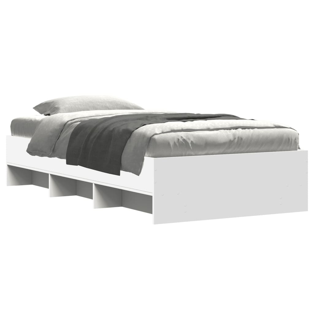 Bed Frame without Mattress White 90x190 cm Single Engineered Wood