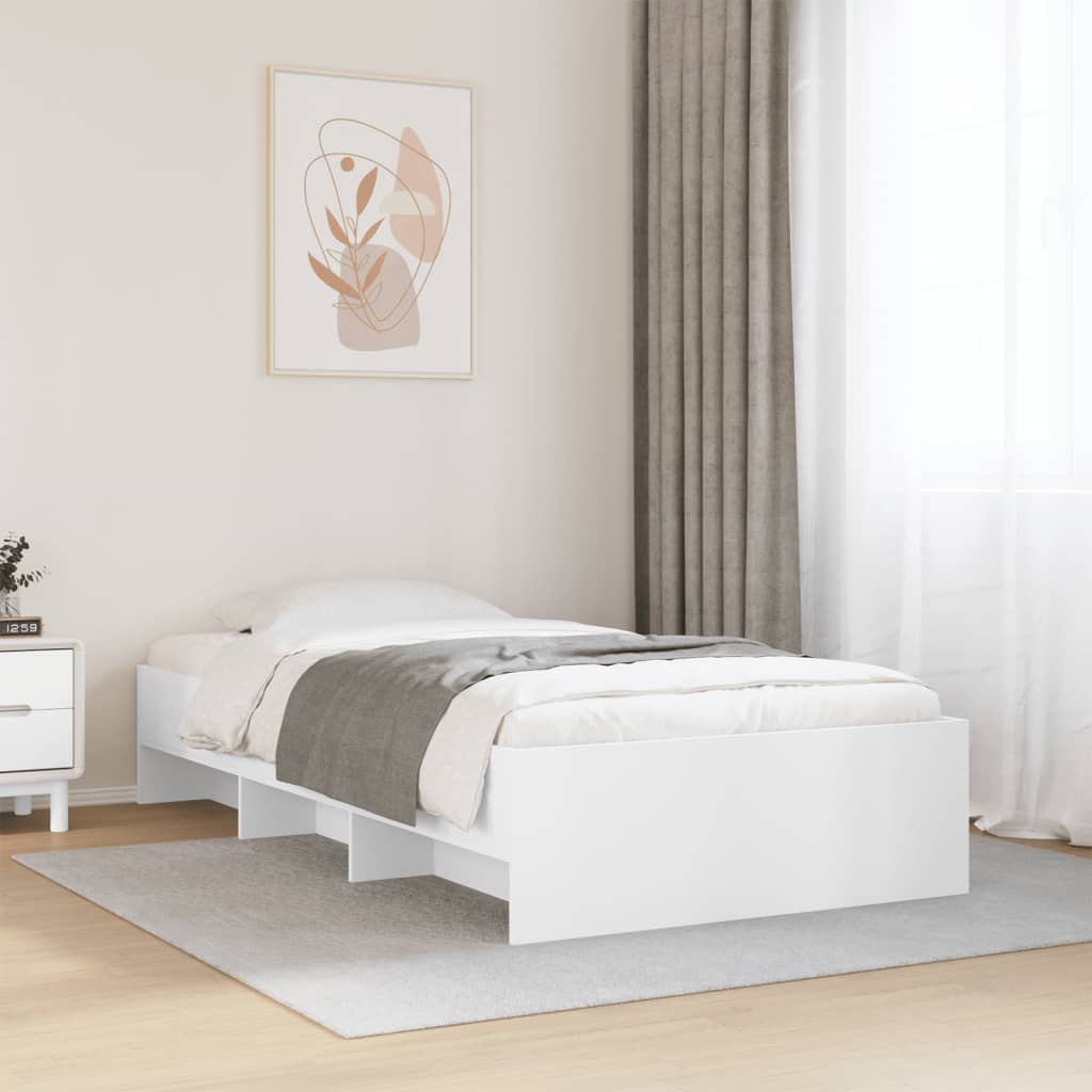 Bed Frame without Mattress White 90x190 cm Single Engineered Wood