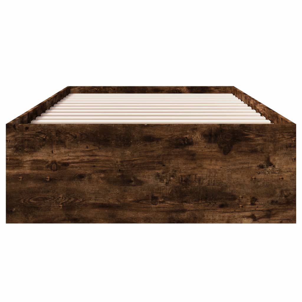 Bed Frame without Mattress Smoked Oak 90x190 cm Single Engineered Wood