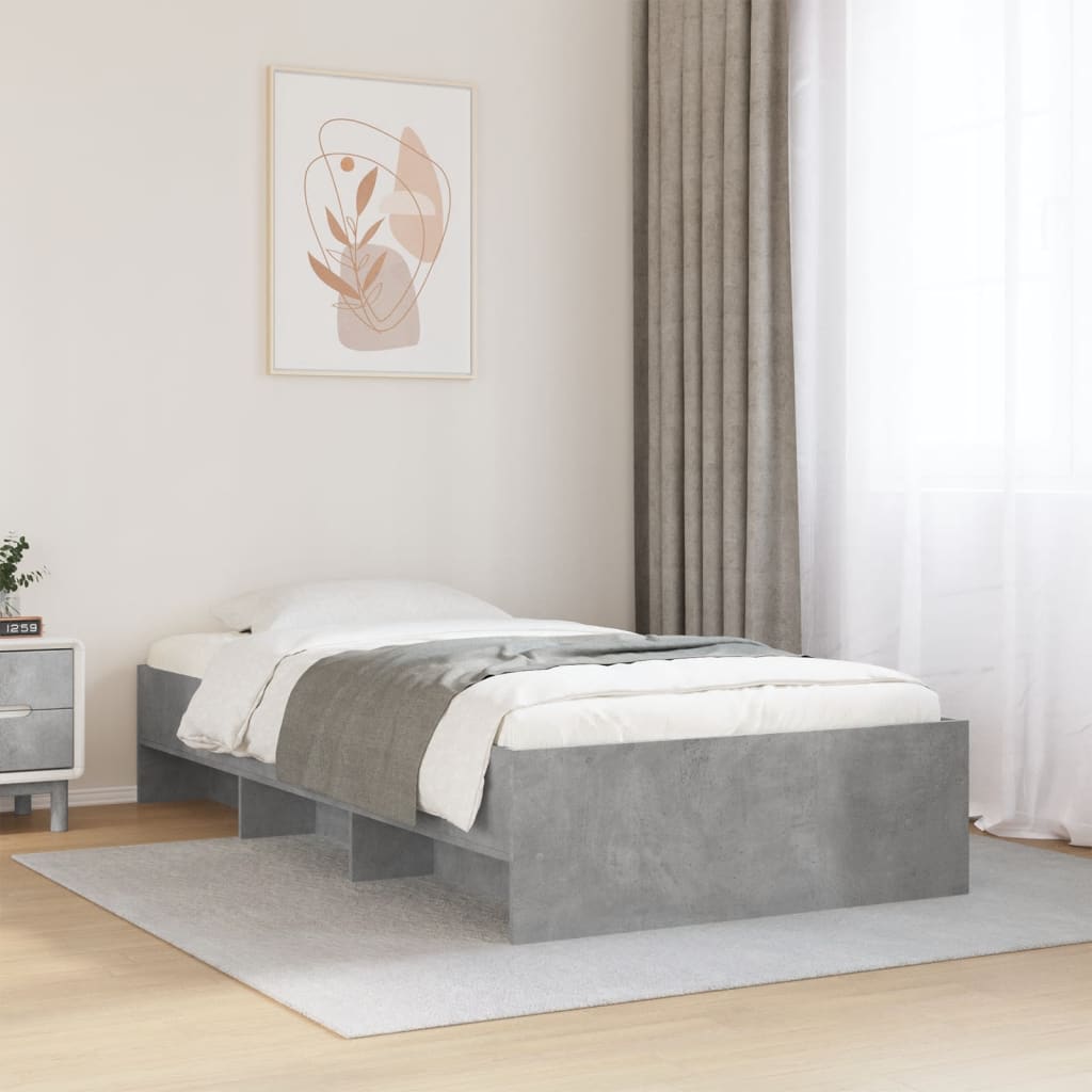 Bed Frame without Mattress Concrete Grey 75x190cm Engineered Wood