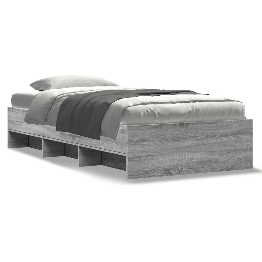 Bed Frame without Mattress Grey Sonoma 75x190 cm Small Single Engineered Wood