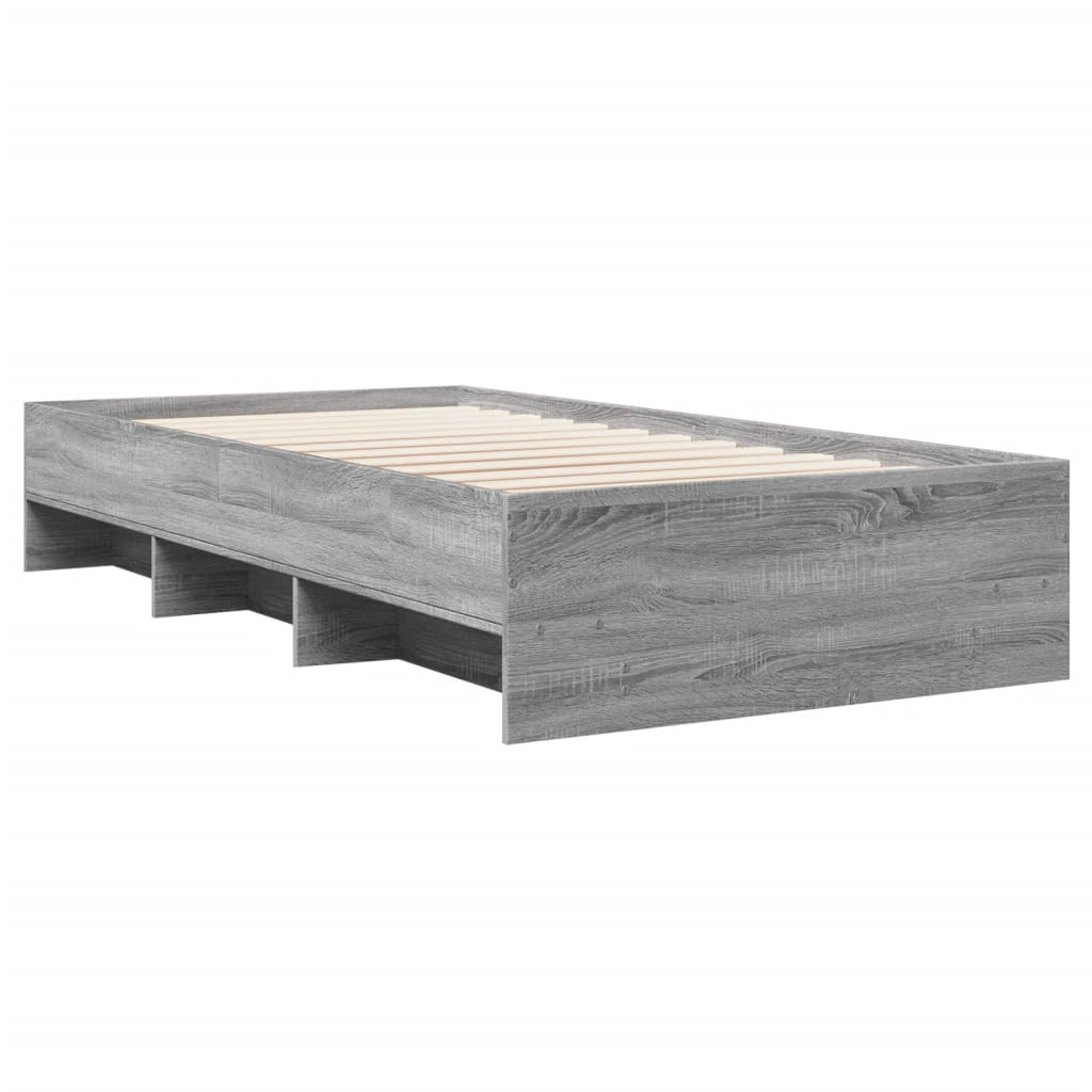 Bed Frame without Mattress Grey Sonoma 75x190 cm Small Single Engineered Wood